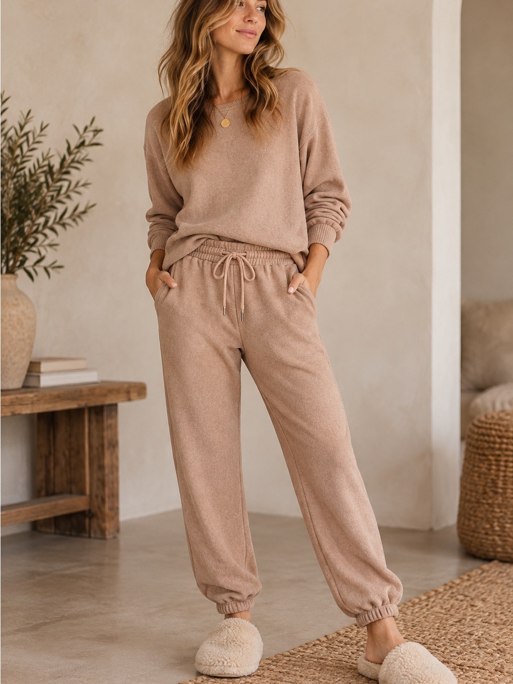 Gentle Fawn Cozy Knit Jogger Pants Lounge Size XL Taupe Beige Comfy Casual